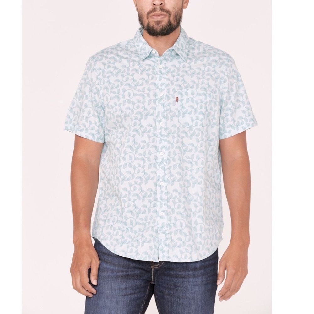 Levi’s Men’s Classic Swirly Floral Print Button Down in Mint Green Size XXL